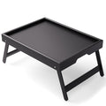 Bamboo Bed Table Tray with Foldable Legs, Large Breakfast Bed Tray with Handles for Food, Snack Small Laptop (Black)