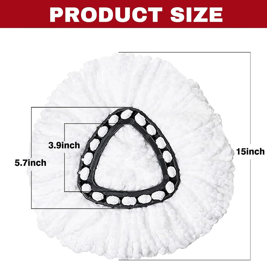 6 Pack Spin Mop Replacement Heads, Mop Refill Replacement for Spins Moop, Washable Microfiber Mops Replace Heads Mop, , Microfiber, Easy to Replace, Spinning Moppe Replace Head for Floor Cleaning