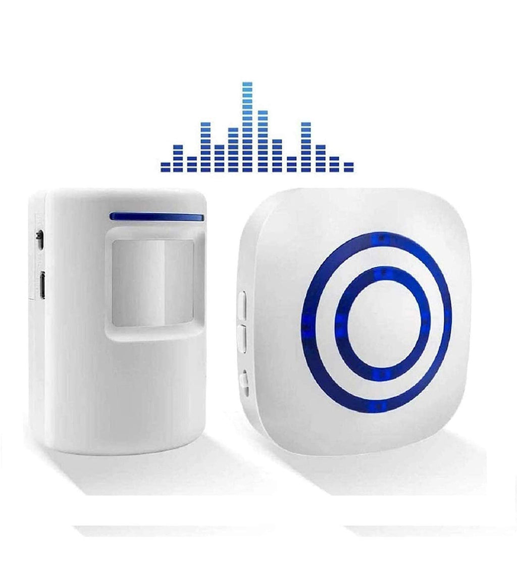 Motion Sensor Door Chime Alarm - Driveway Alarm Wireless Doorbell Visitor Business Door Bell Chime with 1 Plug-in Receiver and 1 PIR Motion Sensor Detector - Weatherproof Home Security Alert Kit