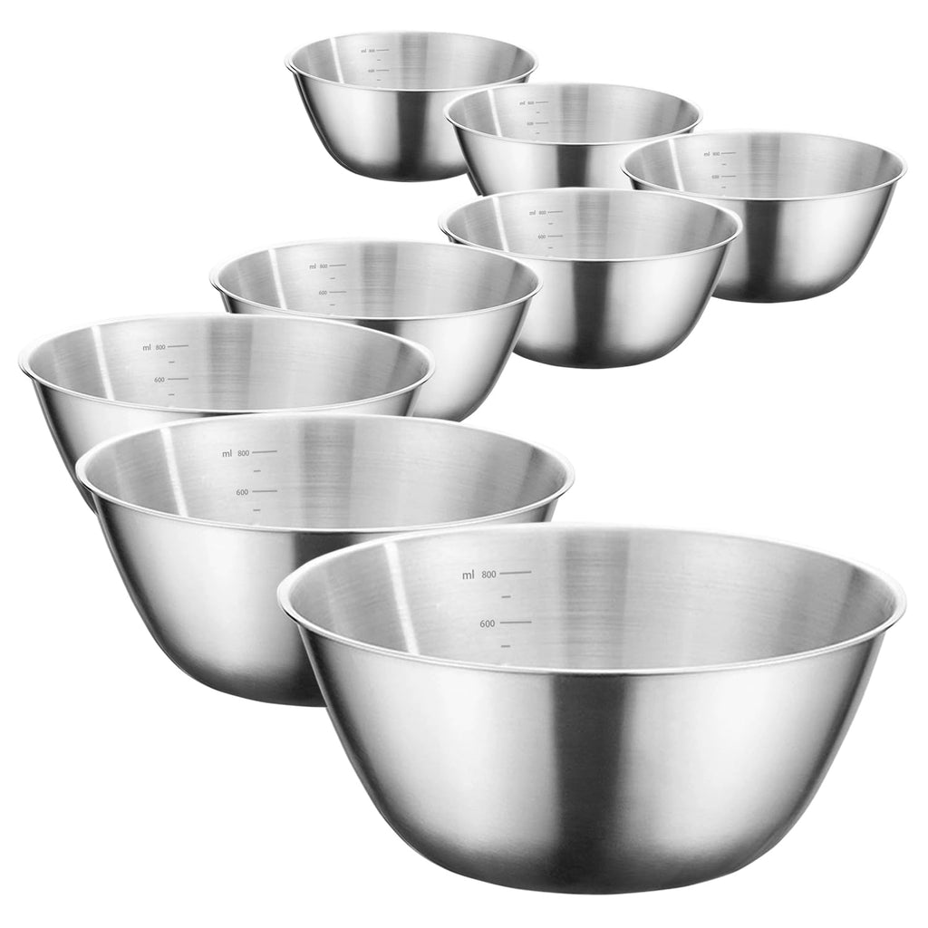 WANBY Stainless Steel Bowls Metal Lightweight Unbreakable Dinner Bowls Set Non-Toxin Dishwasher Safe BPA Free and Healthy (8 Pack 28Oz)