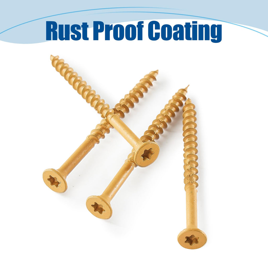 ANCHOREASE Wood Screws #8×1-1/2″, 300 Pcs, Deck Screws, Rust Resistant, Exterior Epoxy Coated, Outdoor Decking Screws, Torx/Star Drive Head Deck Screw, 2 Pcs T25 Star Bit Included, Tan