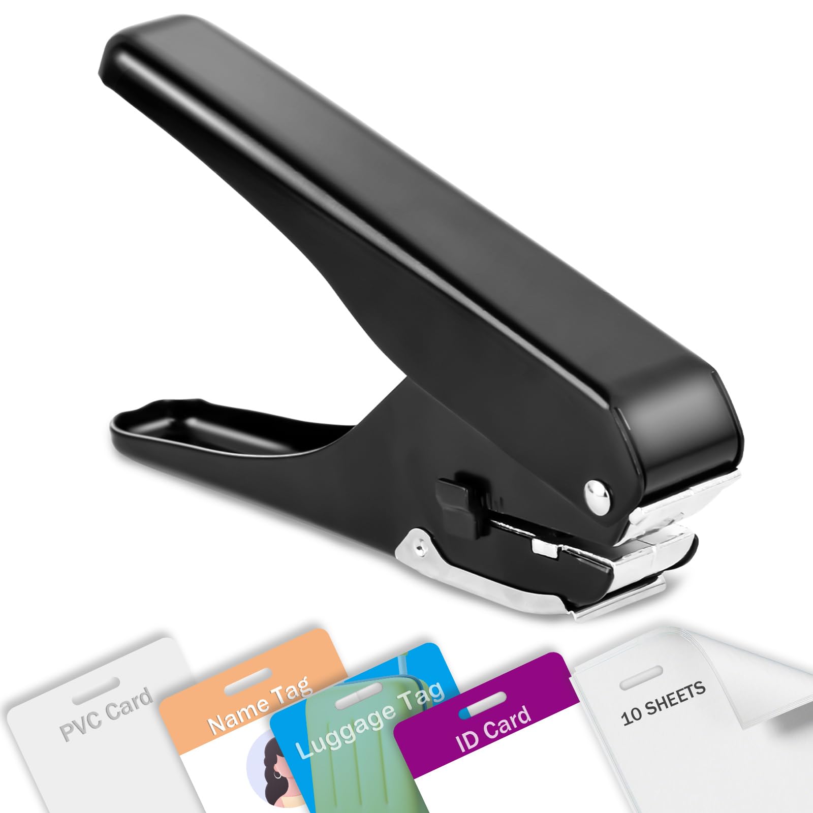 Heavy-Duty Slot Punch, Handheld Badge Hole Puncher, All Metal ID Card Puncher, Slotting Punch Tool for PVC ID Card, Luggage tag, Name Tag and Badge Holder