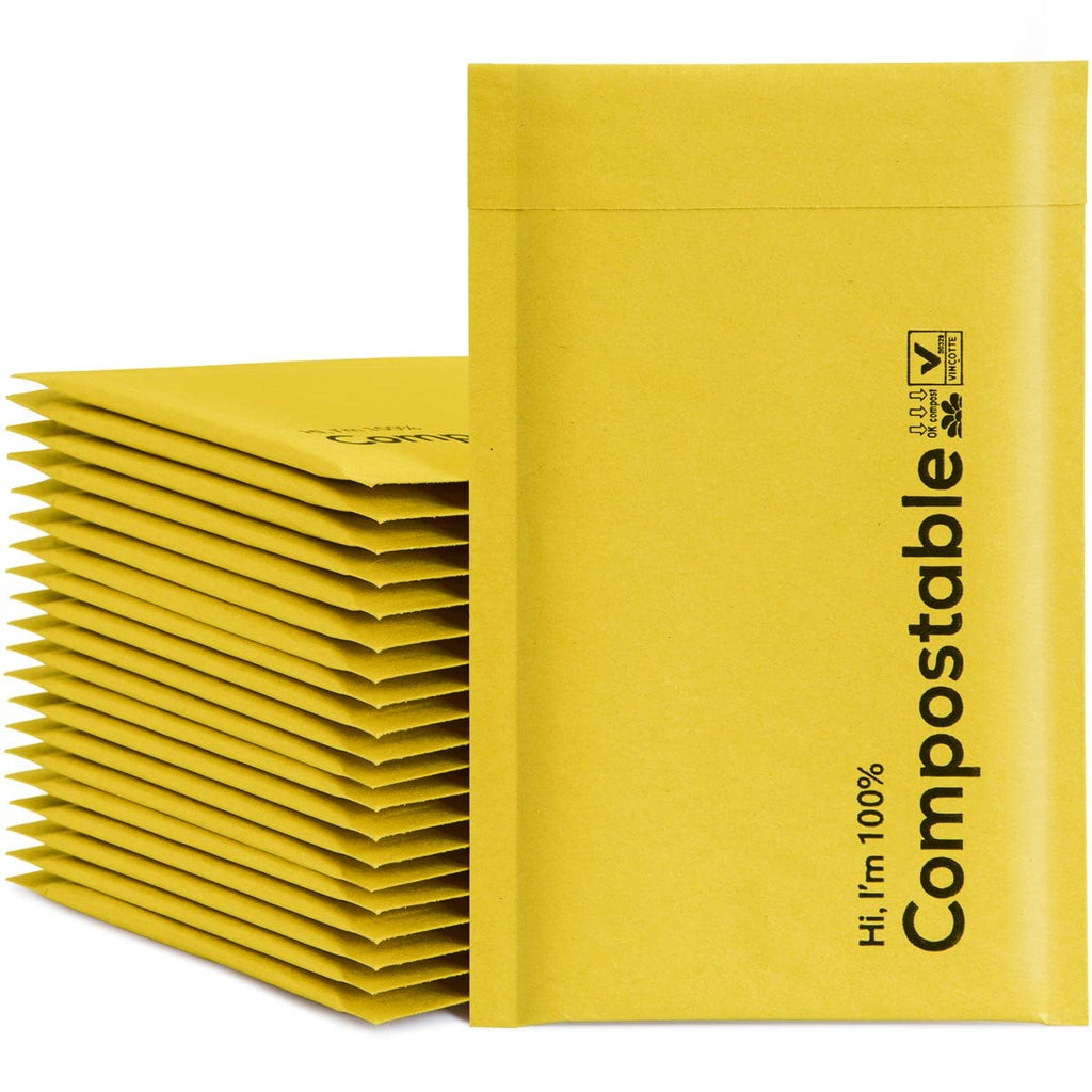 6x10 100% Biodegradable Bubble Mailers,25 Count #0 Compostable Padded Packaging Wrap Envelopes Pouches Eco Friendly Self Seal Bags