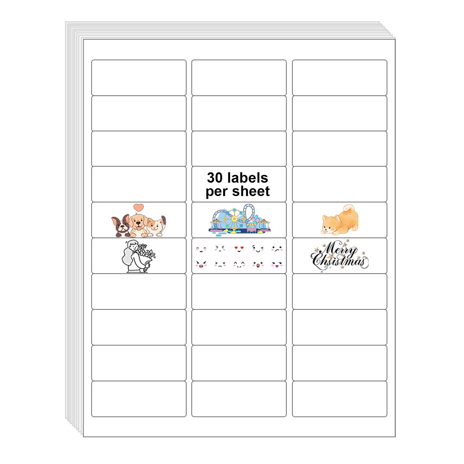 InpourPack 1" x 2-5/8" Shipping Return Address Labels for Laser Inkjet Printer, 30 UP Labels for Amazon FBA, White Blank Mailing Stickers (100 Sheet / 3000 pcs)
