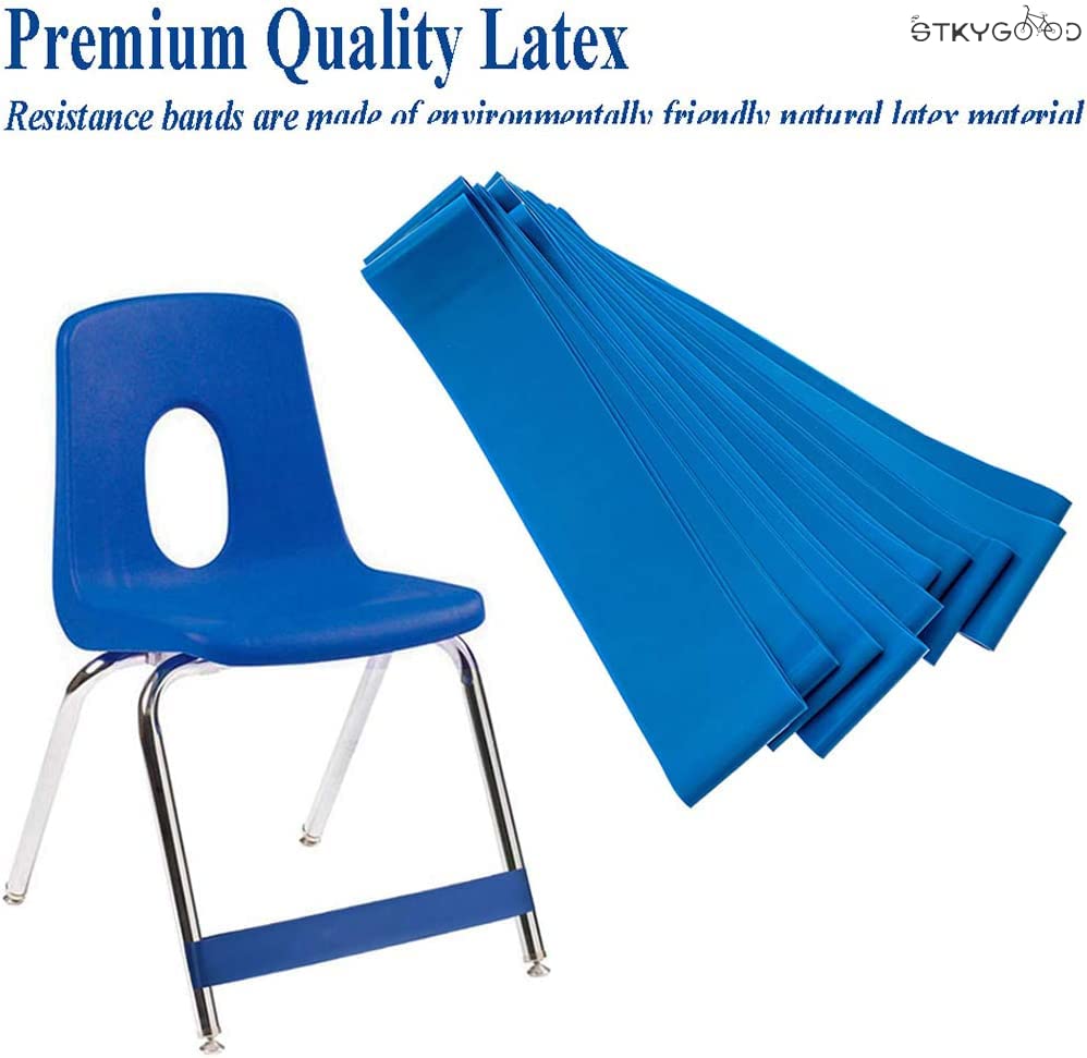 10 PCS Chair Bands for Kids with Fidgety Feet Thick Natural Latex Stretch Chair Fidget Bands Stretch Foot Bands ADHD ADD SPD Autism Sensory Needs Chair Bands for Kids (Blue)