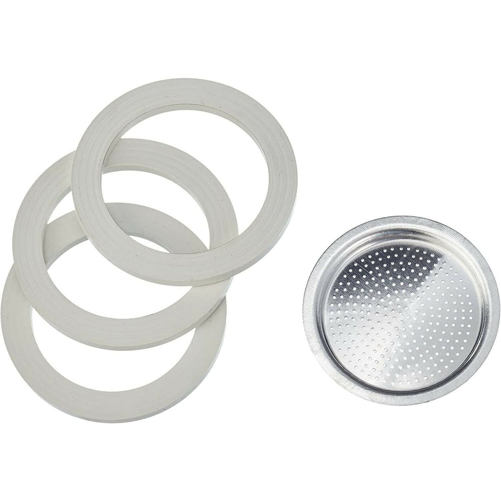 Bialetti 3 Gaskets (Rubber Rings) 1 Filter Plate Replacement for Moka 6 Cup