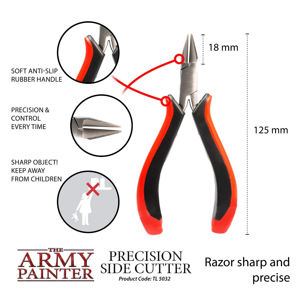 The Army Painter, Precision Side Cutter: for Plastic, Resin and Metal Figurines - Stainless Steel Precision Tool for Assembling Wargames Table Figures