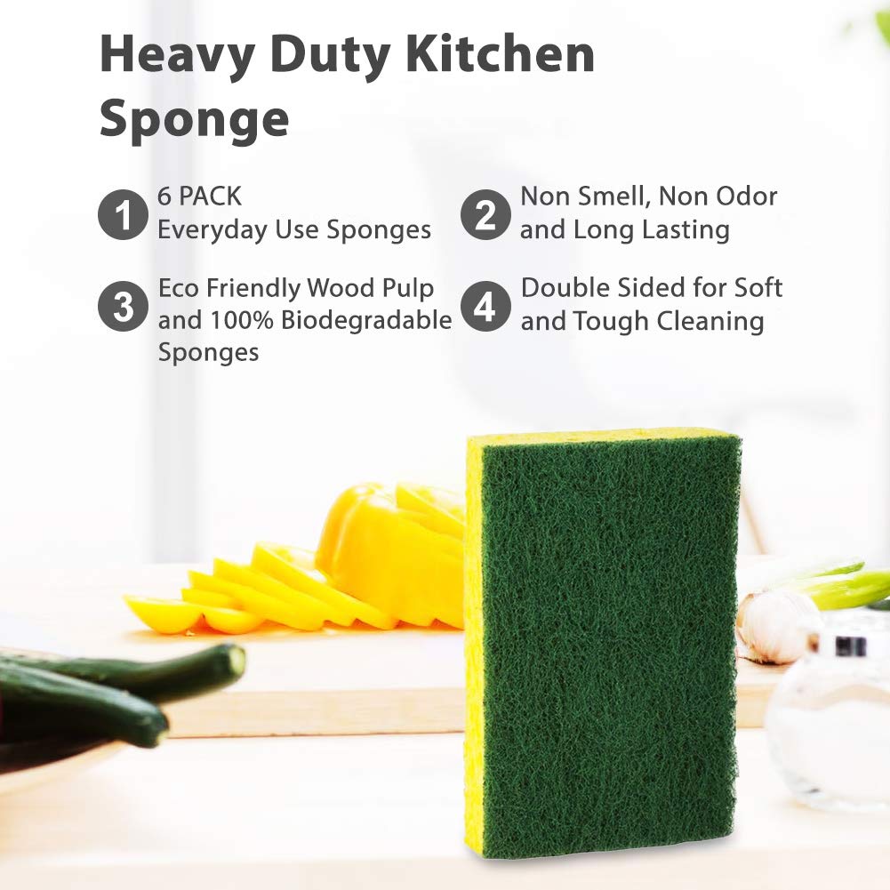 Cleaning Heavy Duty Scrub sponge by Scrub-it - Non-Scratch - Scrubbing Sponges Use for Kitchen, Bathroom & More - Yellow -24 Pack-