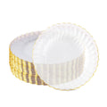 Auch 50 Pack 6 Inch Clear Plastic Plates Gold Rim, Disposable Heavy Duty Salad Dessert Plates- Premium Hard Plastic Plates Fancy Disposable Clear Plates for Weddings, Parties and Events (50 Pack)