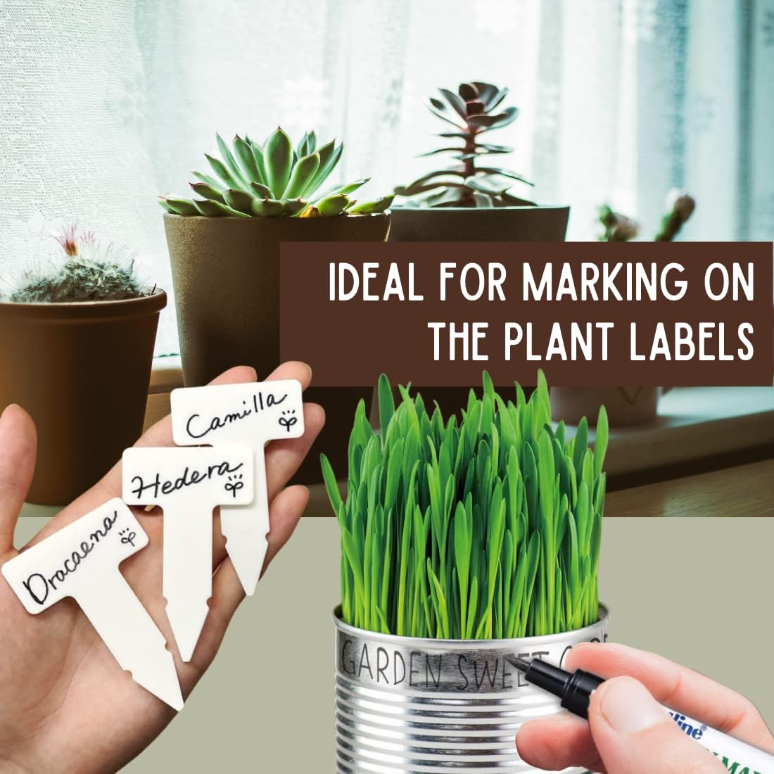 Artline EK-780 Garden Markers, 0.8 mm Writing Width, UV Resistant, Waterproof Permanent Markers Ideal for Plant Labels, Quick-Dry Garden Marker for Plants Outdoor & Indoor Use - Black, 12 Pack