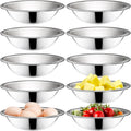 Okllen 10 Pack Small Stainless Steel Mixing Bowls, 6.5 Inch Wide Kitchen Metal Bowl with Flat Base, 3/4 Quart Prep Bowls for Meal Prep, Cooking, Serving, Baking