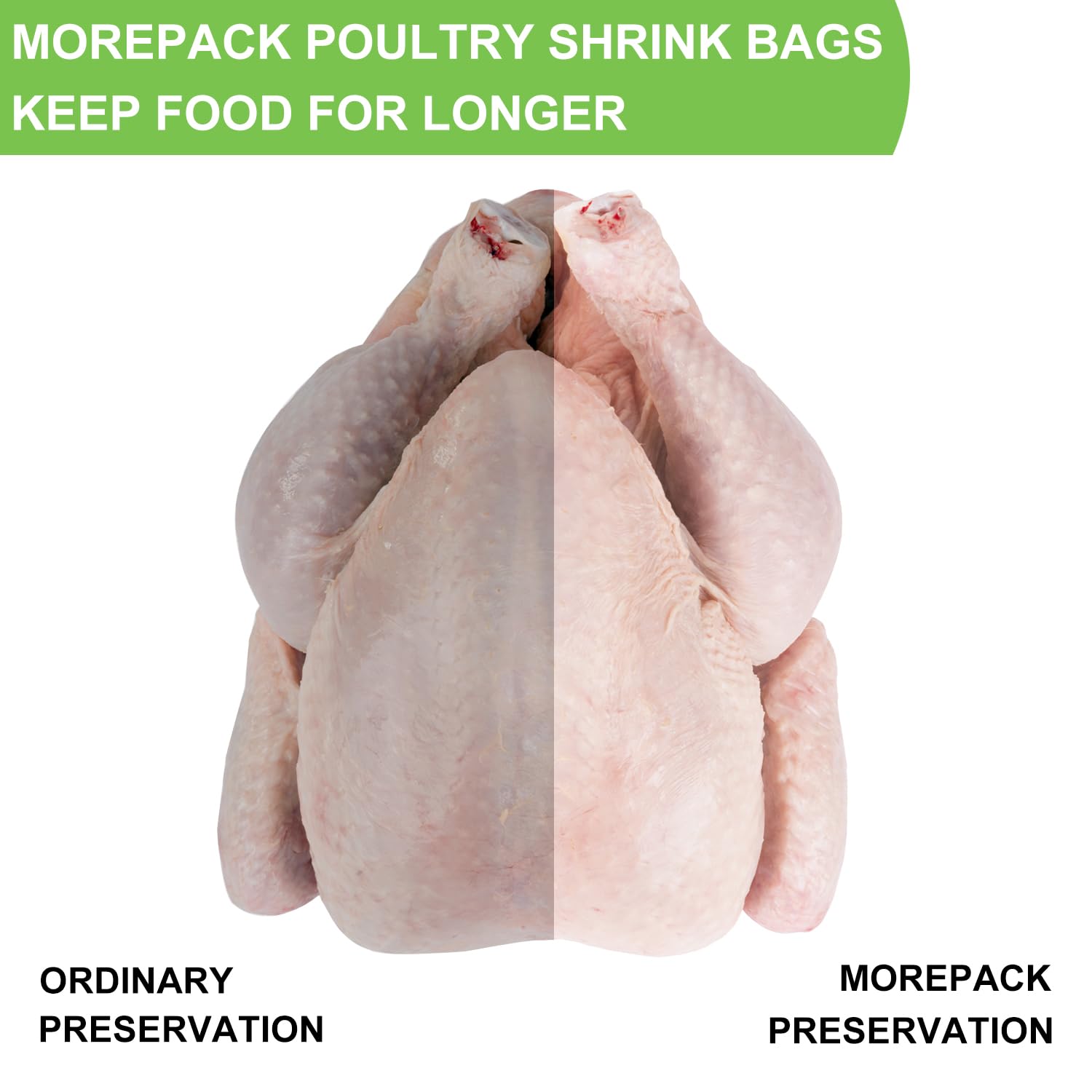 Large Turkey Shrink Bags, 30 Pcs 16x30 Inches Clear Poultry Heat Shrink Bags Freezer with Zip Ties, Silicone Straw for Turkey,Chickens,Rabbits