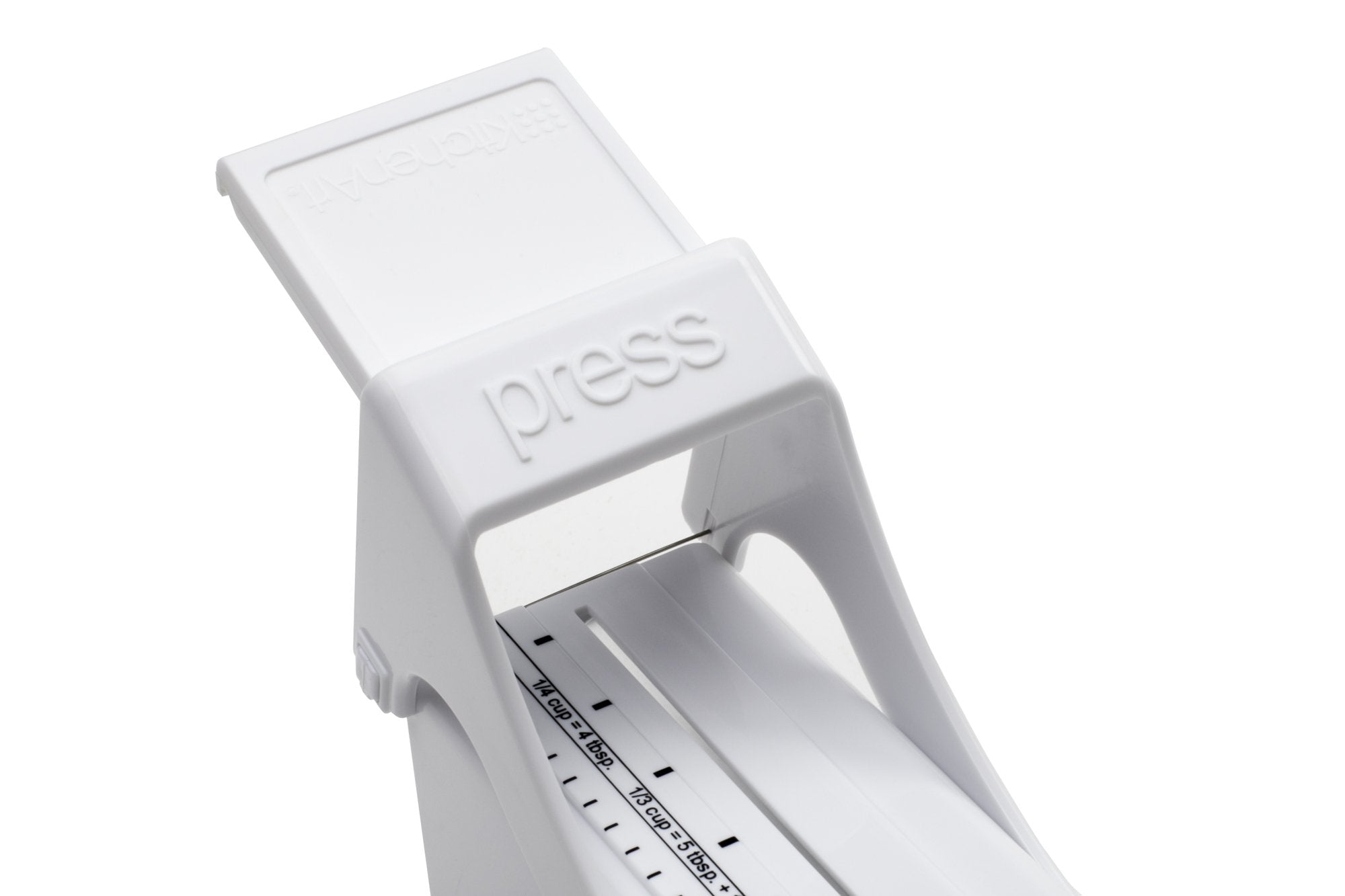 KitchenArt 32000 Buttermate Butter Cutter Slicer, Measuring Dispenser and Keeper, White - One Stick Capacity