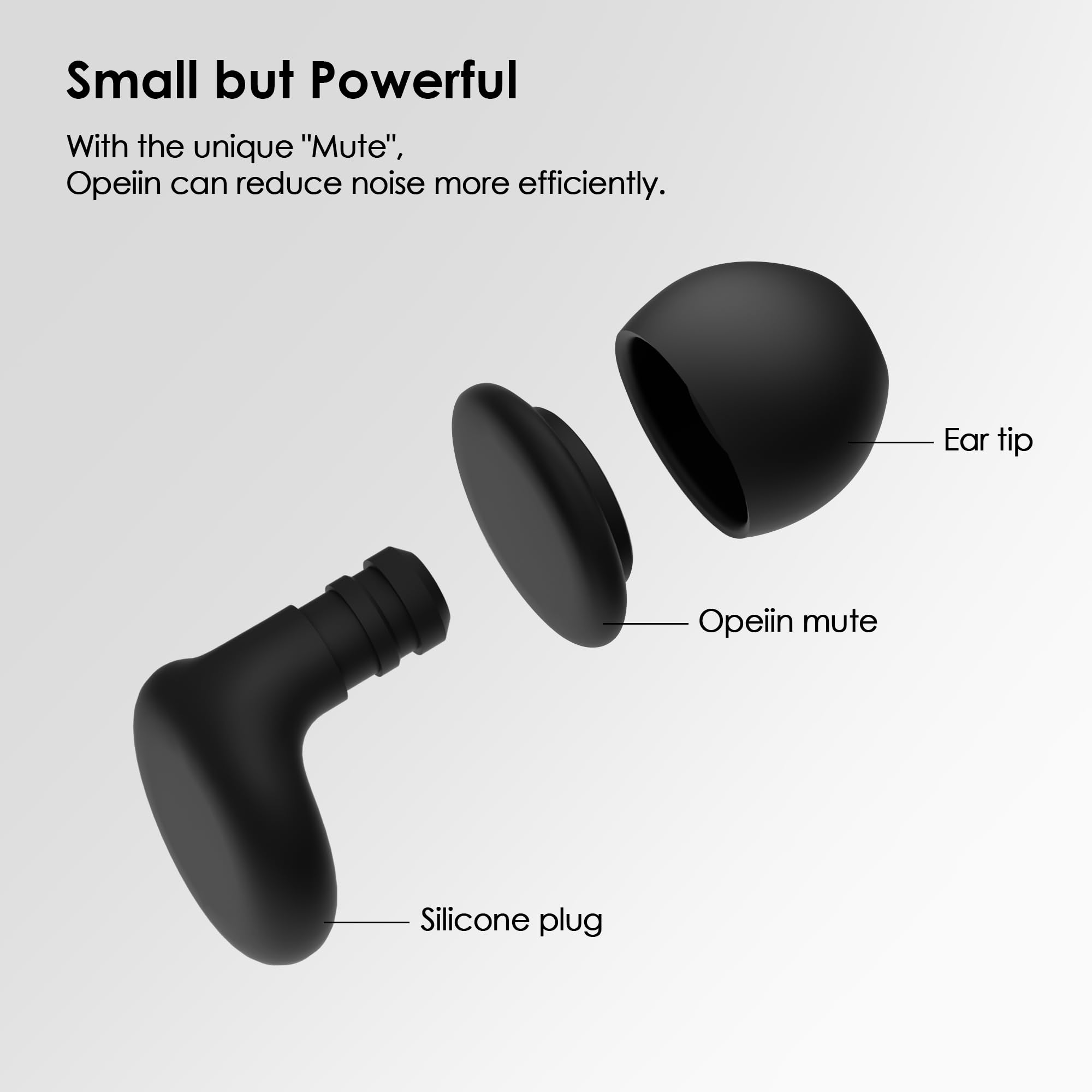 OPEIIN Ear Plugs for sleep - Flexible Silicone for Superior Hearing Protection,Ultra-Soft Reusable Noise-Reducing Earplugs for Sleep, Focus, Travel | Custom Fit with 8 Tips in XS/S/M/L | 28dB (SNR) (Black)