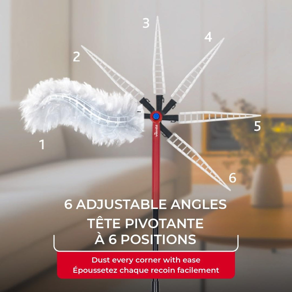 Vileda Duster | Flex & Catch Heavy Duty Dusting Kit with 15 Disposable Duster Refills | Extendable 3 Ft Handle with Secure Hook | Traps 3X More Dust Than Feather Dusters