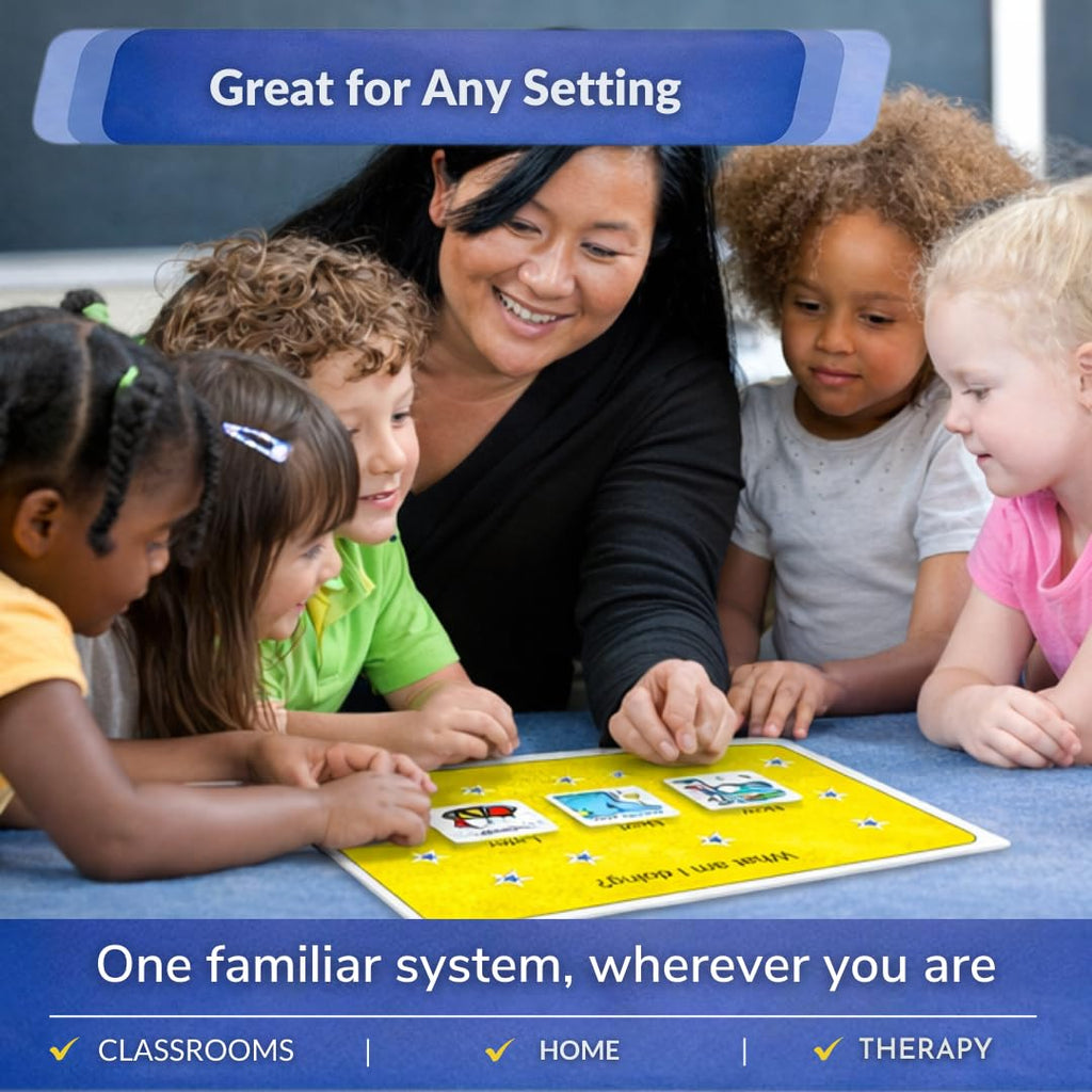 First Then Board Visual Schedule –Special Education Classroom Must Have – Calendar Pocket Chart/32 Communication Cards – Autism Learning Materials