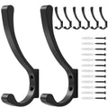 8-Pack Heavy Duty Wall Hooks - Black Coat Hanger Hooks, Screw in, Metal, for Hanging Coats, Backpacks, Purses