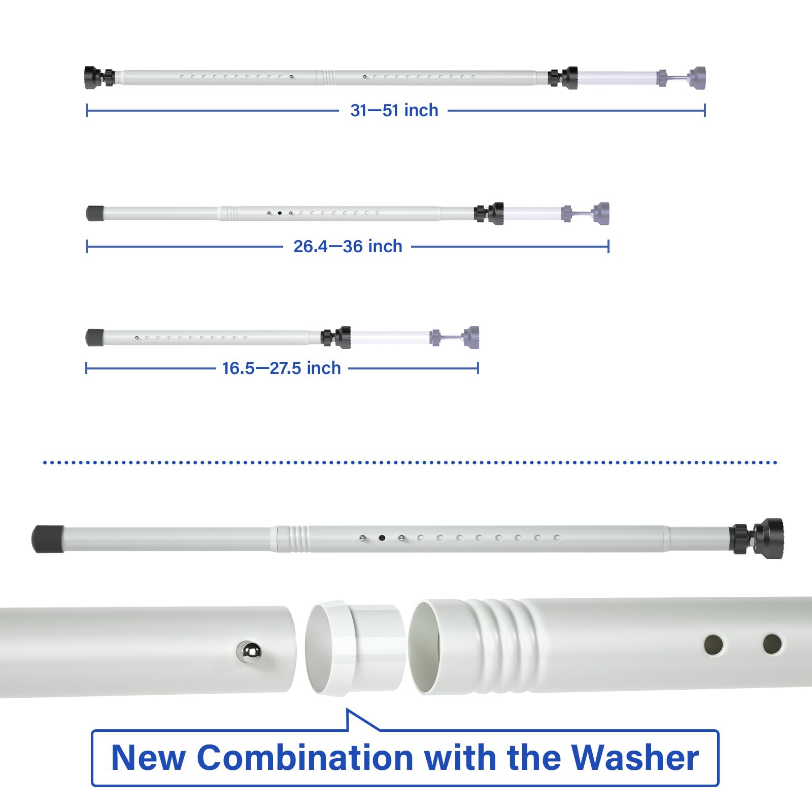 Safeguard Your Home with Adjustable Window and Sliding Door Security Bars, Offering a Wide 16.5-51 inch Range for Enhanced Protection (1, White)
