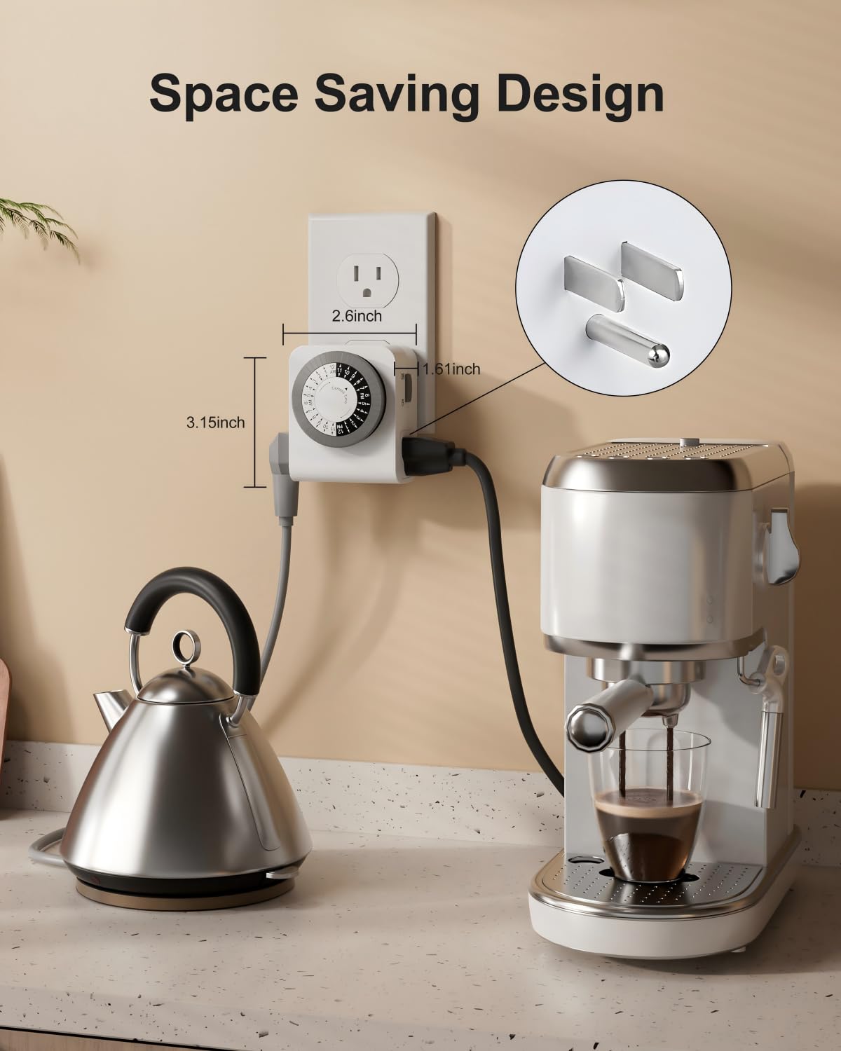 BN-LINK Indoor Dual Outlet Timers, Heavy-Duty Mechanical, 24-Hour, 3-Prong Design with 30-Minute Intervals for Lamps, Indoor Lighting, and Christmas Lights, White, 15A, 1875W, 2 Pack