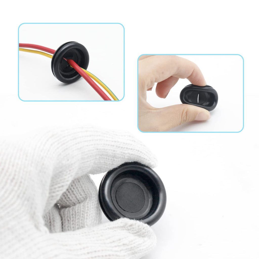 Vrupin 188 Pieces Closed Rubber Grommet Firewall Solid Closed Hole Plug Assortment Kit for Wire Electrical Appliance Plumbing