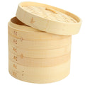 QTLCOHD Bamboo Steamer 8 Inch 3 Tier Dumpling Steamer Basket for Cooking Small Food Steamers for Dim Sum Bao Bun Rice Vegetable