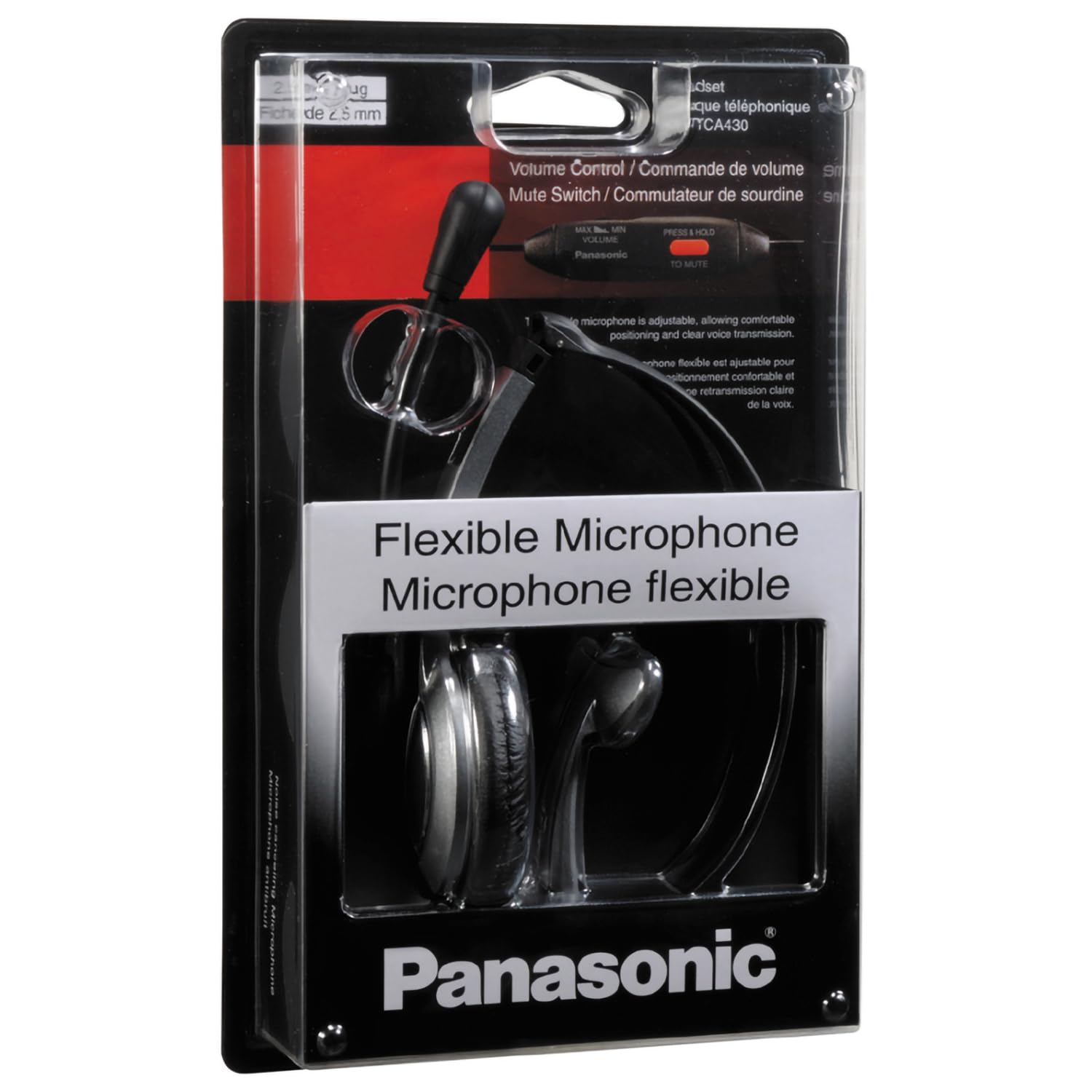 Panasonic KXTCA430S Comfort-Fit Foldable Headset with 2.5mm Jack, Silver