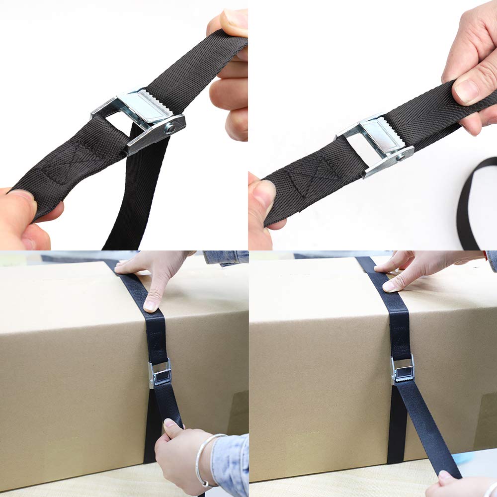 6 Pack Lashing Straps 6.5ft x 1" Tie Down Straps Up to 1500lbs,Heavy Dust Lashing Secure Strap Adjustable Cam Buckle Straps for Motorcycle, Cargo, Trucks,Trailer,Luggage Black