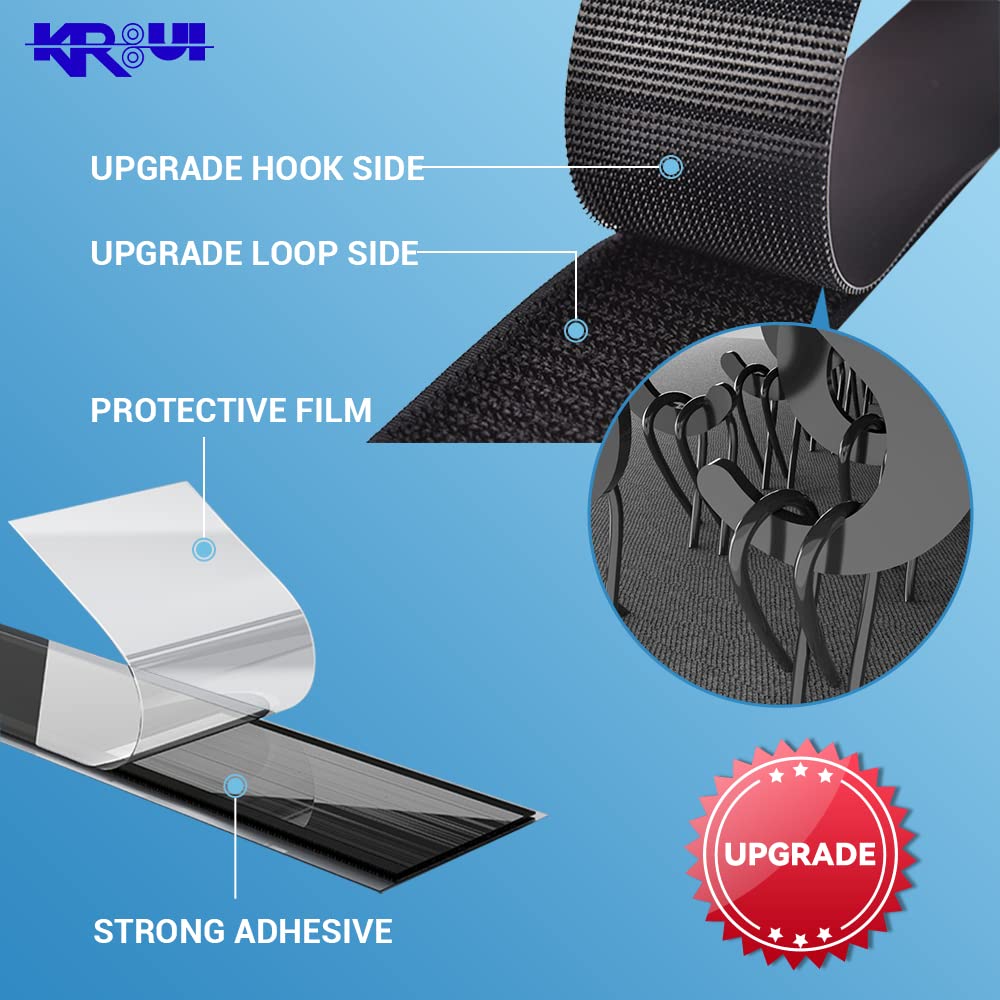 KRUI 26 Feet x 1 Inch Hook and Loop Tape Roll, Heavy Duty Industrial Fastener, Hook and Loop Strips with Adhesive, Sticky Back Fastener for Indoor Outdoor Use