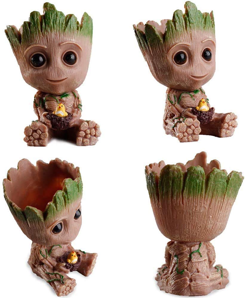 SLOCME Baby Groot Flower Pot - Guardians of The Galaxy Groot for Pen Holder、Desk Ornament、Plants Pot with Drainage Hole