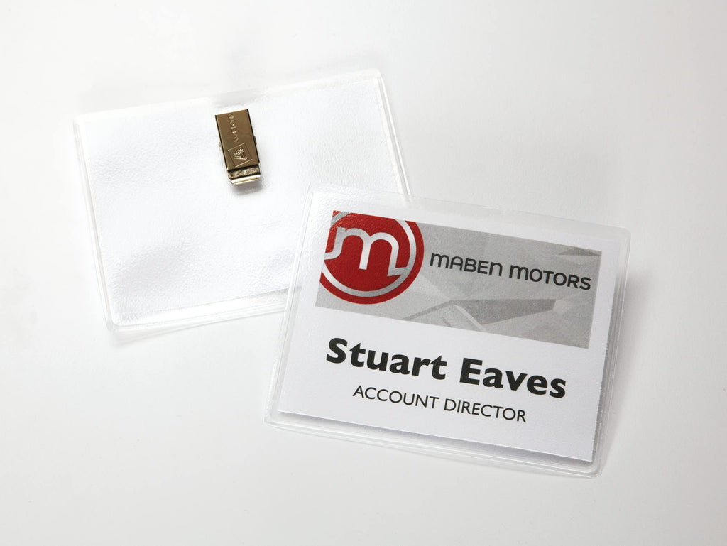 Clip Style Name Badges, Flexible Holder, 3" x 4", White
