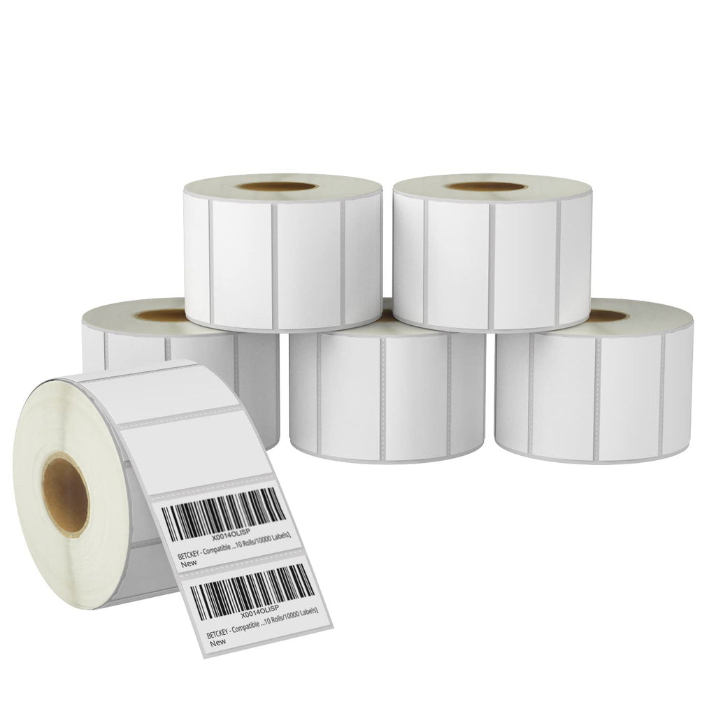 BETCKEY - 2" x 1" (51 mm x 25 mm) UPC Barcode & Address Labels Compatible with Zebra & Rollo Label Printer,Premium Adhesive & Perforated [6 Rolls, 7800 Labels]
