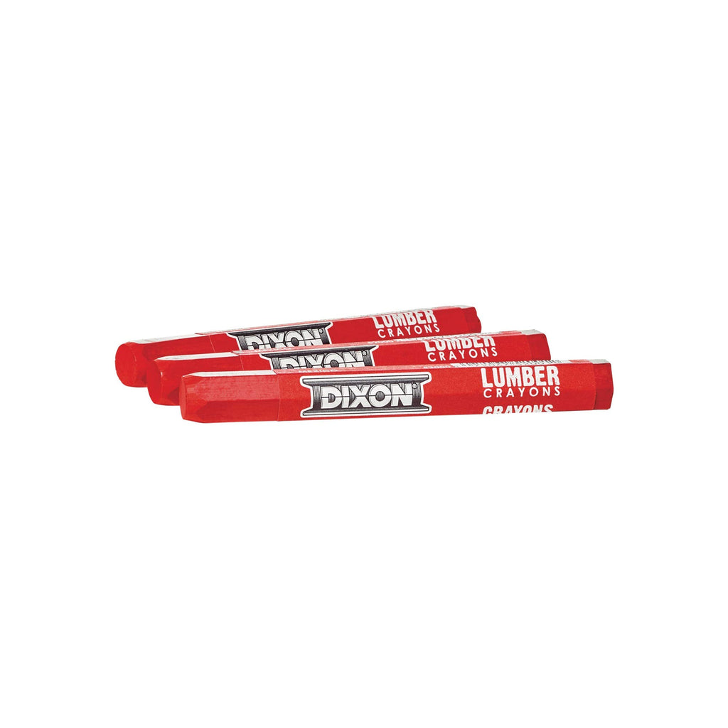 Dixon 52000 Lumber Marking Crayons, Red, 4-1/2 x 1/2" Hex, Pack of 12