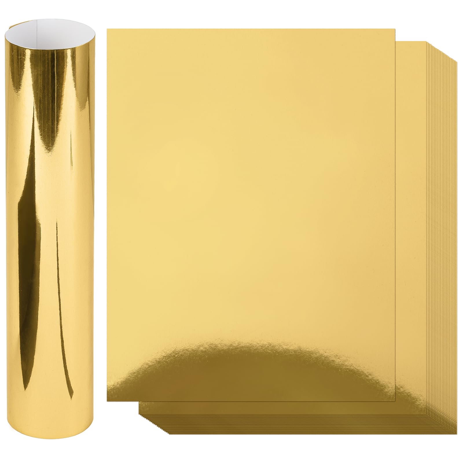 60 Sheets Metallic Gold Cardstock Paper, Goefun Foil Paper Glossy Cardstock 8.5 x 11 for Crafting Scrapbooks Greeting Cards and Invitations （250 GSM）