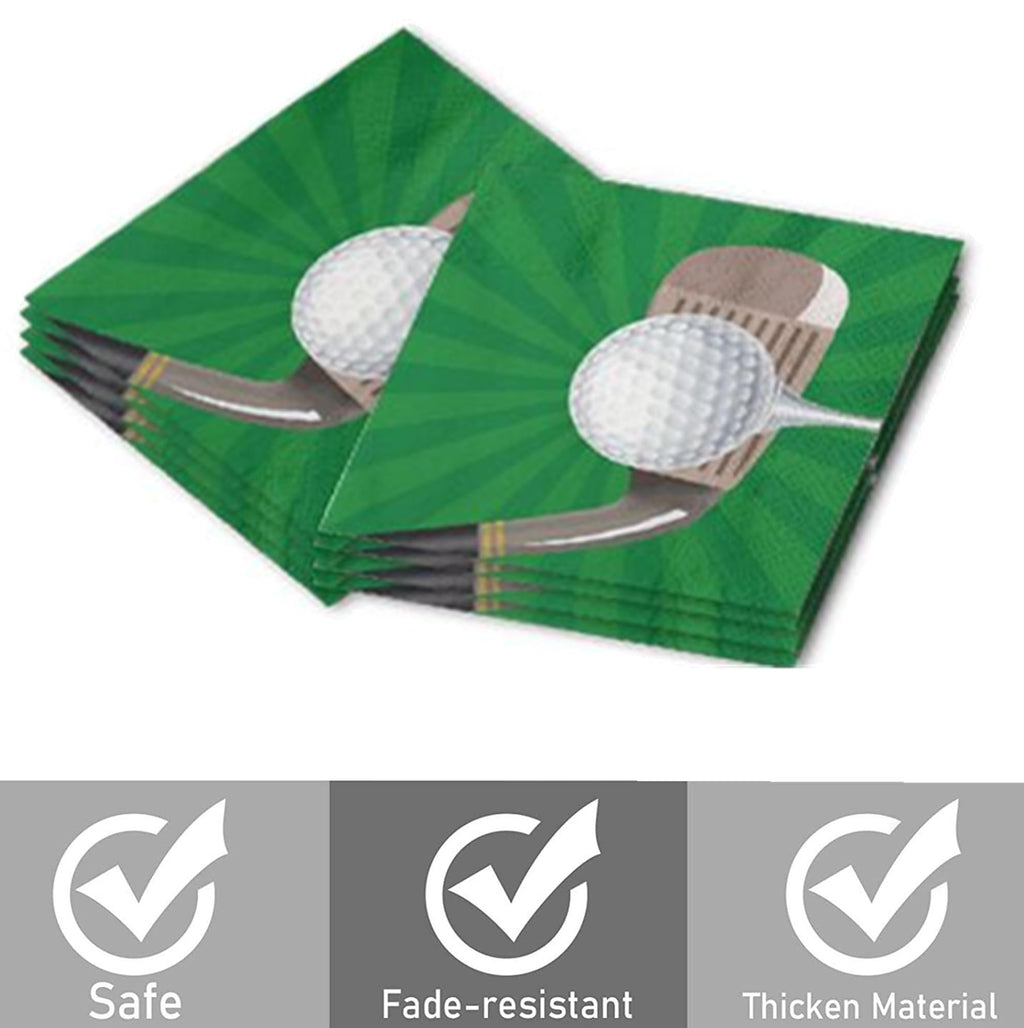 Golf Party Supplies, Golf Party Disposable Tableware Paper Plates Napkins Straws for 16 Guests Golf Sports Birthday Party Decoration