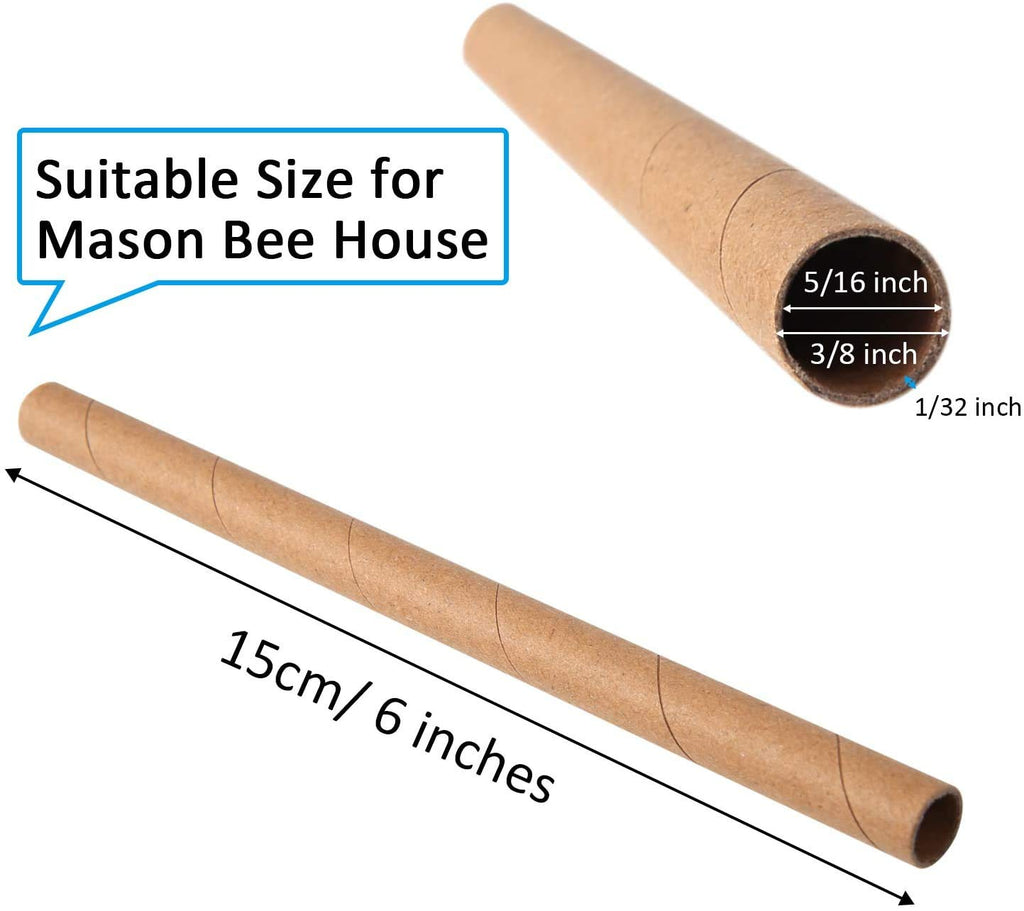 120 Pieces Mason Bee Tubes 6 Inches Outdoor Bee Cardboard Tubes Beekeeper Replacement Nesting Refill Tubes and Paper Inserts for Mason Bee Houses