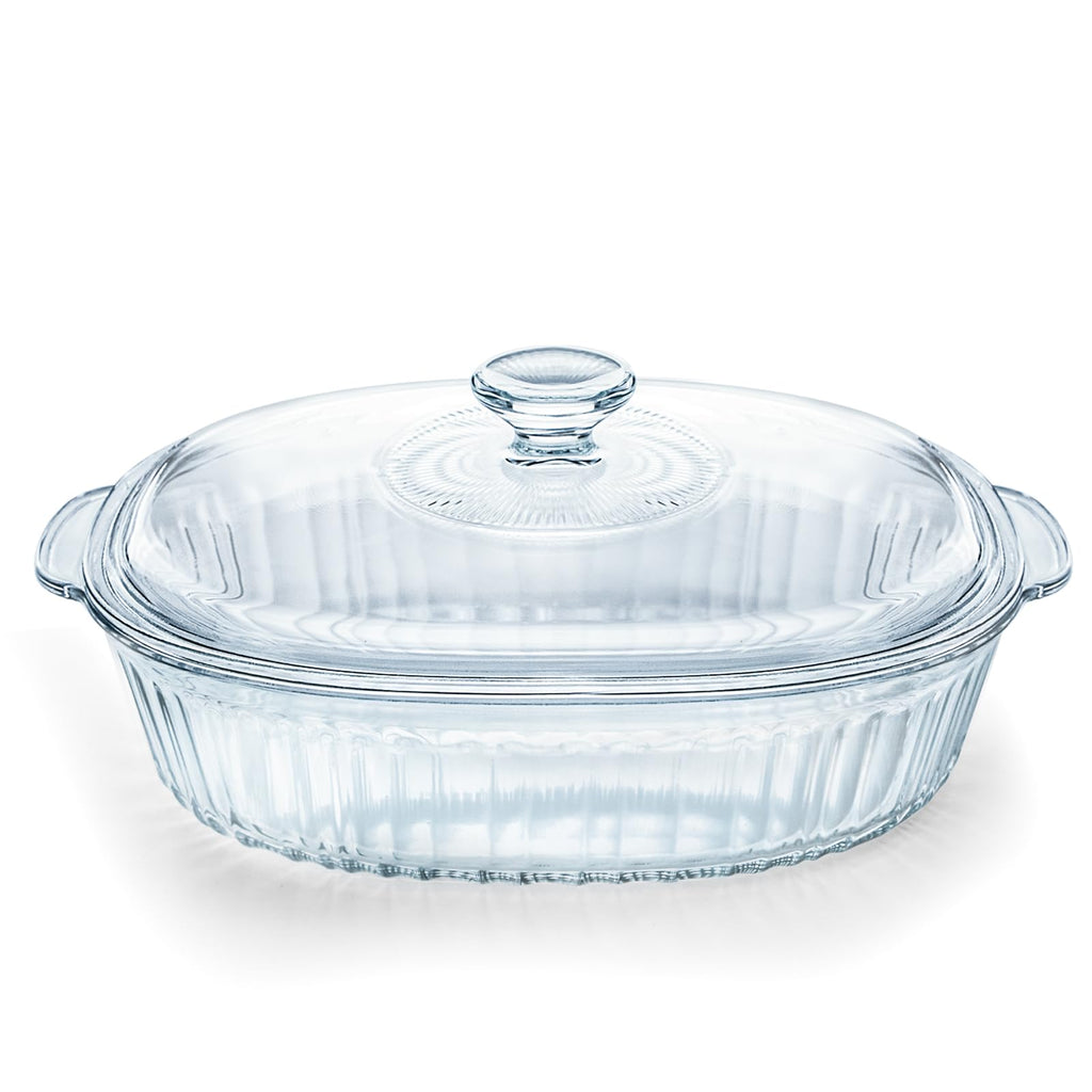 Luvan 2.8L/3Qt Glass Casserole Dish with Lid and Handle, Clear Lead-Free Glass Baking Dish Casserole Cookware, Oven and Microwave Safe, Suitable for Marinating,Baking,Cooking