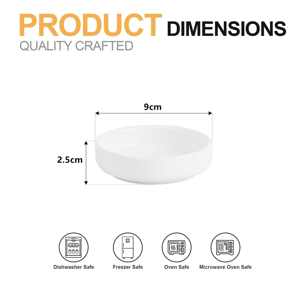 Swuut Ceramic Soy Sauce Dish,3.5 Inch Dipping Bowls Side Dishes Set of 6, Small Appetizer Pinch Dip Bowls for Condiments, Sushi,Kitchen Ketchup, BBQ (White)