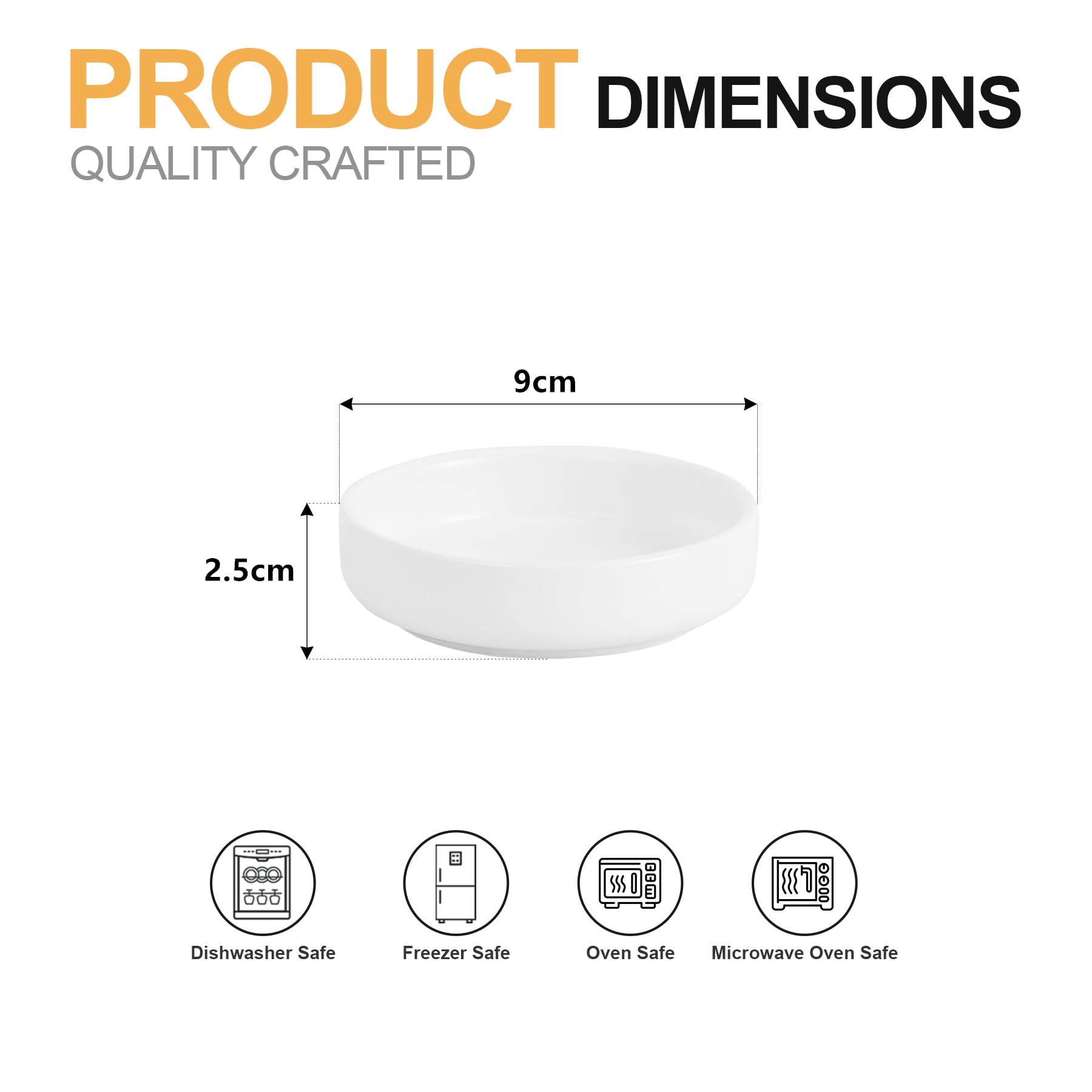 Swuut Ceramic Soy Sauce Dish,3.5 Inch Dipping Bowls Side Dishes Set of 6, Small Appetizer Pinch Dip Bowls for Condiments, Sushi,Kitchen Ketchup, BBQ (White)
