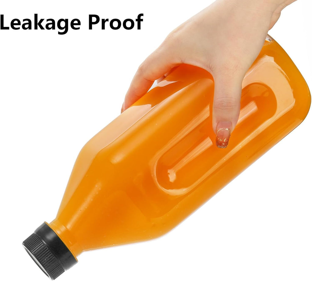 Coloch 10 Pack 33 Oz Plastic Juice Bottles with Black Caps, 1L Empty Clear Reusable Drink Container Beverage Containers for Water, Juice, Beverage, Cold Drinks, Picnic, Business and Home Use
