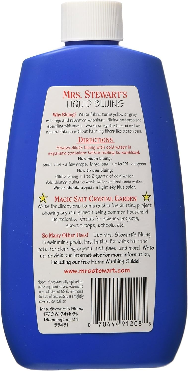 Mrs. Stewart's Concentrated Liquid Bluing - Great for Laundry - 8-ounce Bottle (Pack of 2)