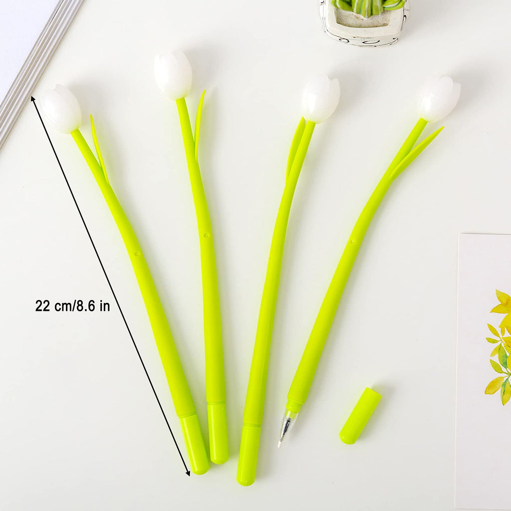 30 Pieces Color Changing Flower Pens, Gel Flower Pens 0.5mm Black Creative Gel Ink Rollerball Pen Tulip Ballpoint Pens Suitable for Home Office School Kids Teachers Present