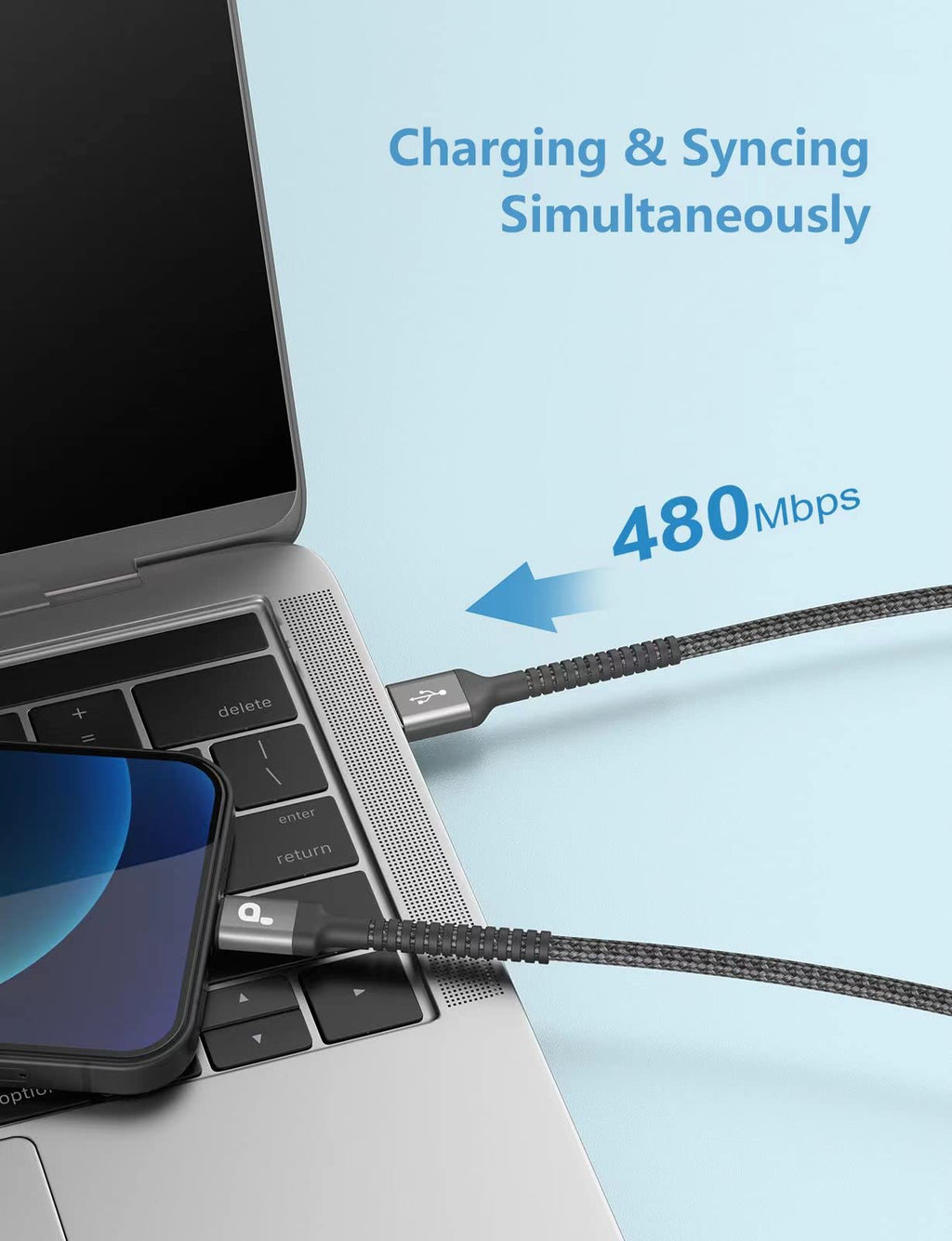 10FT iPhone Charger Cable, 2Pack MFi Certified Apple Lightning Cable, Long Fast Charging Cord Compatible with iPhone 12 11 Pro Max Mini XS XR X 10 8 7 Plus 6s 6 SE 2020 iPad (Grey)