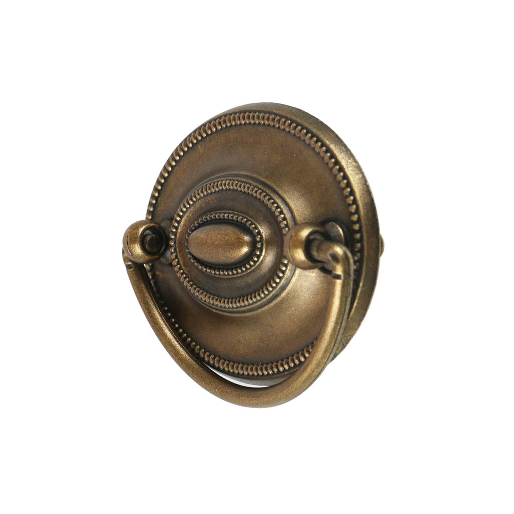 Quluxe 4 Pcs Furniture Dresser Pull Antique Brass Bail Drawer Pull Oval Drop Swing Handles Cabinet Knob Hardware 2.32" Hole Distance, 3.14"x2.2"