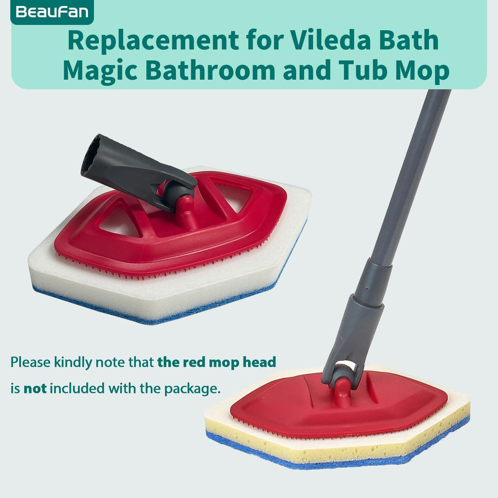 Beaufan 3 Pack Mop Refill and Sponge Compatible with Vileda Bath Magic Bathroom and Tub Mop