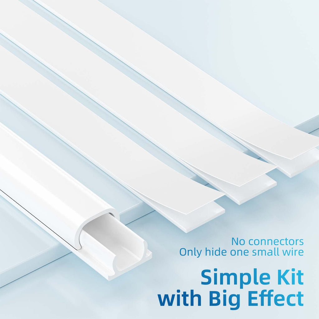 Yecaye 9 Pack Cord Hider, 128in Cord Cover for 1 Wire, On-Wall Cable Concealer Channel, Tape Wire Hider, Cable Cover Cable Management for Home Office, W0.5in H0.31in, White