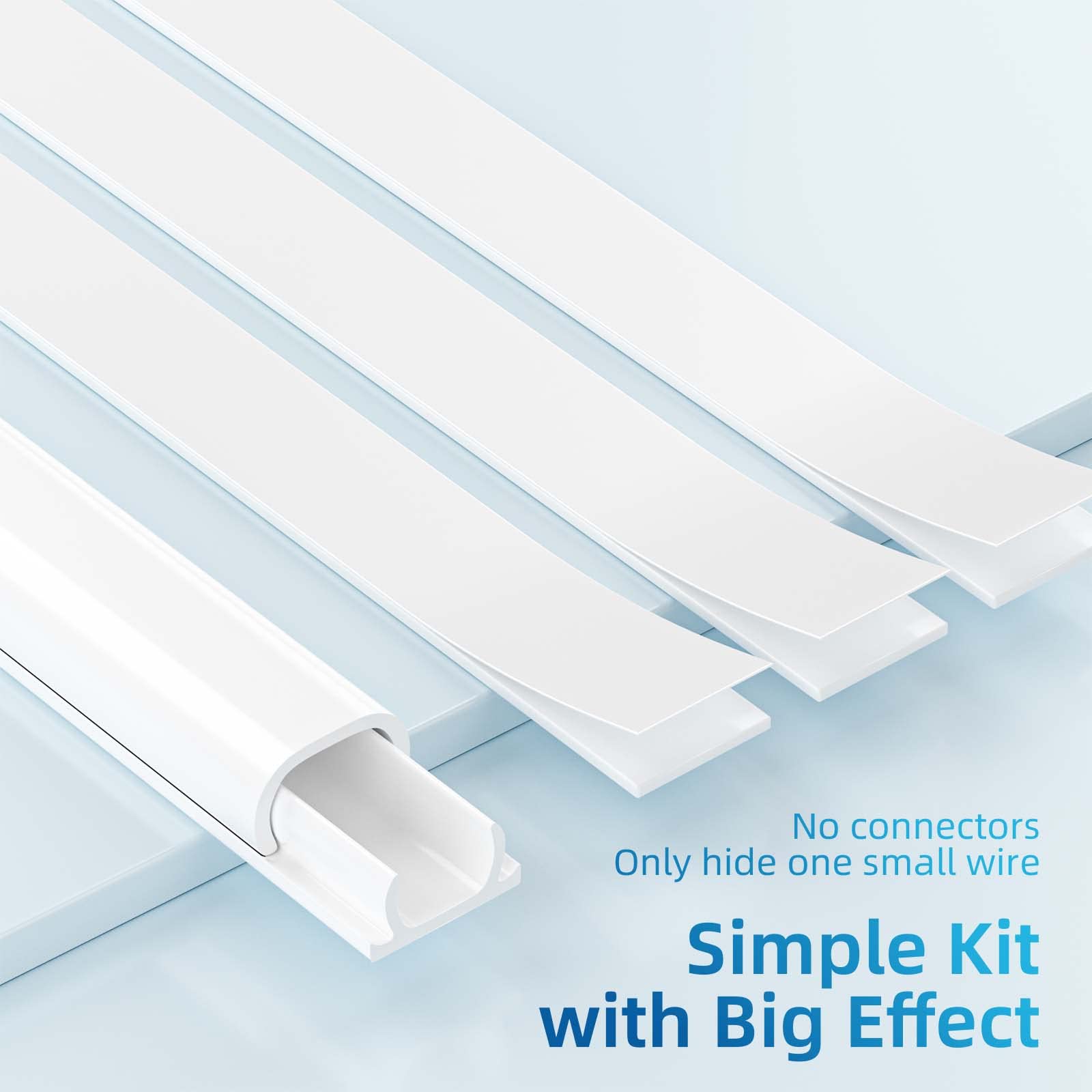 Yecaye 9 Pack Cord Hider, 128in Cord Cover for 1 Wire, On-Wall Cable Concealer Channel, Tape Wire Hider, Cable Cover Cable Management for Home Office, W0.5in H0.31in, White
