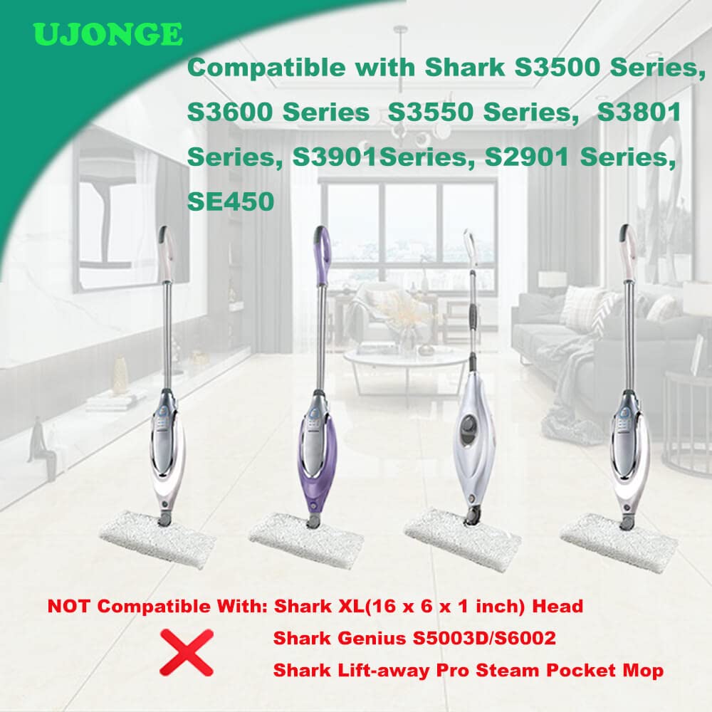5 PCS Steam Mop Pads Replacement for Shark, Washable Microfiber Pocket Mops Pad Compatible with for Shark S3500 Series S3501 S3601 S3550 S3901 SE450 S3801CO S3601D S2901 S2902