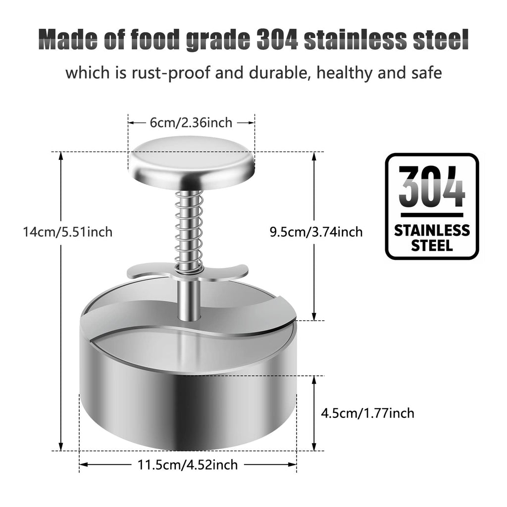 TIANTOU Burger Press, Adjustable Hamburger Meat Press, 304 Stainless Steel Non Stick Patty Press, BPA Free, Suitable for Beef, Burgers and Cooking, Ideal for BBQ and Homemade Hamburger