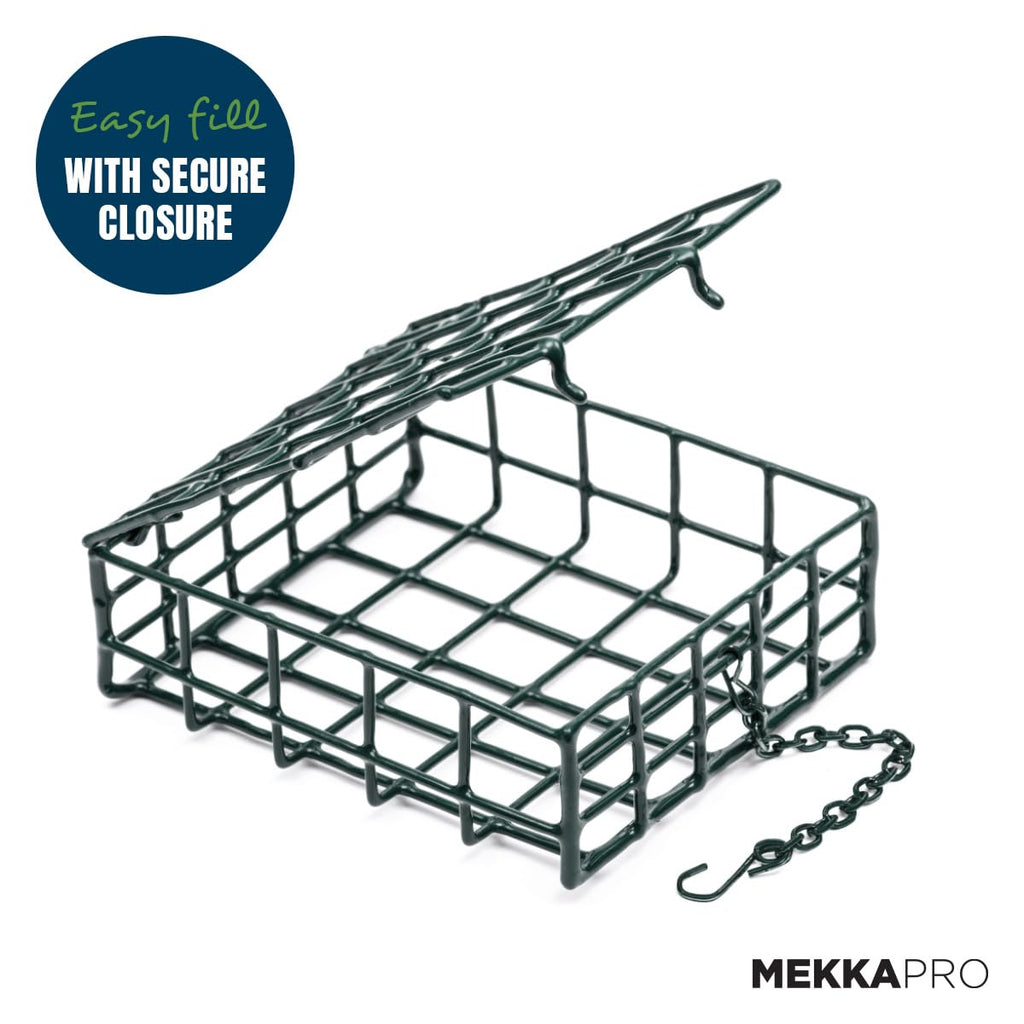 MEKKAPRO Double Delight Suet Feeder 2-Pack with Metal Roof, Dual Capacity, Weather-Resistant Hanging Bird Feeders - Easy to Use, Ideal for Clinging Birds, Woodpeckers, Nuthatches, Chickadees