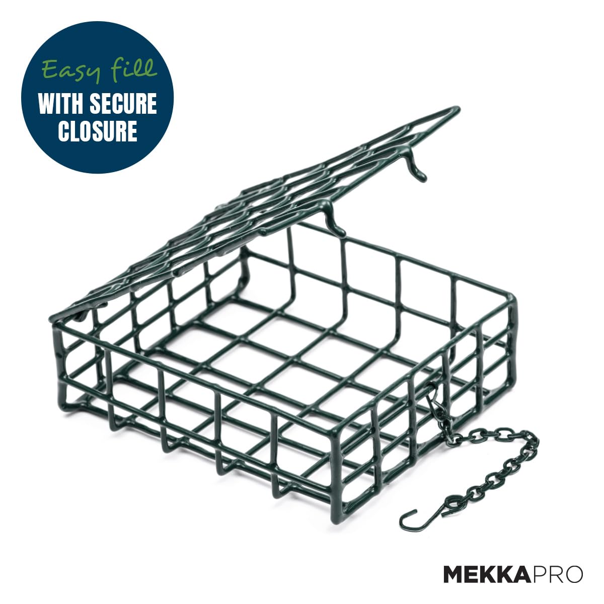 MEKKAPRO Double Delight Suet Feeder 2-Pack with Metal Roof, Dual Capacity, Weather-Resistant Hanging Bird Feeders - Easy to Use, Ideal for Clinging Birds, Woodpeckers, Nuthatches, Chickadees